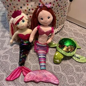 Colorful Mermaid and Turtle Plush Toy Set